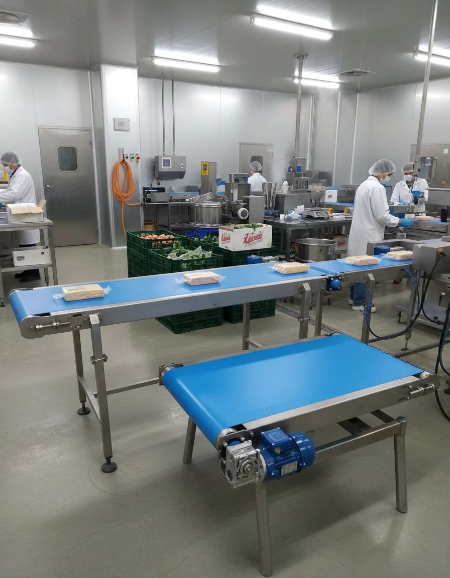 Cintas transportadoras industriales en funcionamiento para traslado continuo de materiales en linea de produccion
