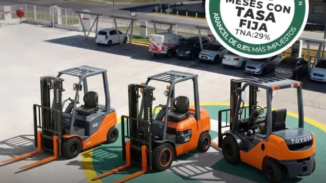 Autoelevadores Toyota con financiación del Banco Nación: oportunidad para modernizar. Fotografía editorial relacionada con autoelevadores Toyota financiación Banco Nación. publicad