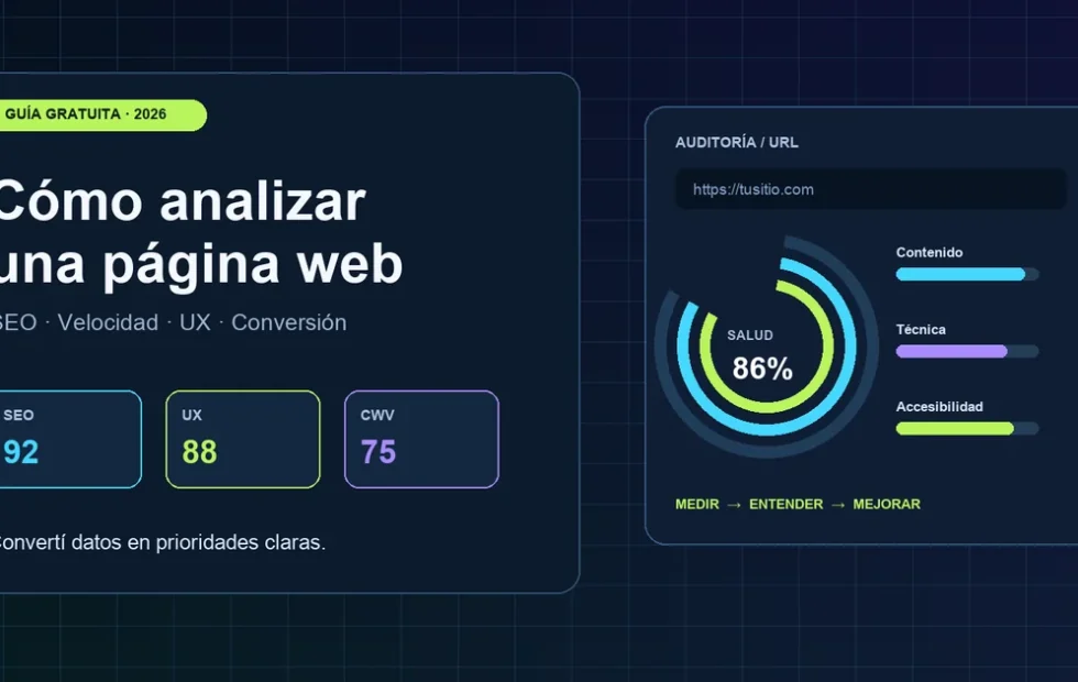Cómo analizar una página web y detectar fallas que frenan visitas y consultas. Imagen destacada sobre analizar una página web. publicada en Noticias Web