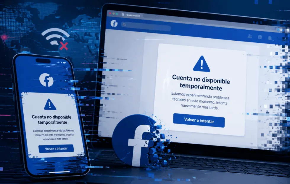 Falla en Facebook deja a miles de usuarios sin acceso durante la madrugada. Fotografía editorial relacionada con falla en Facebook 2026. publicada en Noticias Web