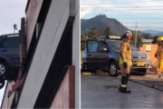 Camioneta quedó colgando de un quinto piso en Zipaquirá. Fotografía editorial relacionada con camioneta colgando de un quinto piso. publicada en Noticias Web