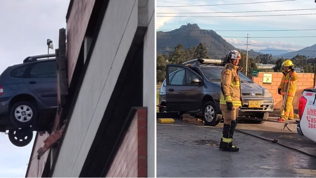 Camioneta quedó colgando de un quinto piso en Zipaquirá. Fotografía editorial relacionada con camioneta colgando de un quinto piso. publicada en Noticias Web