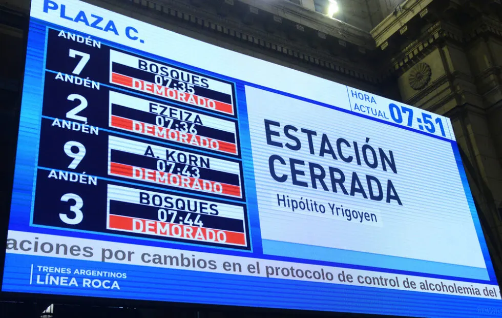 Demoras en los trenes Mitre, Sarmiento y Roca por un nuevo control. Fotografía editorial relacionada con demoras en trenes. publicada en Noticias Web