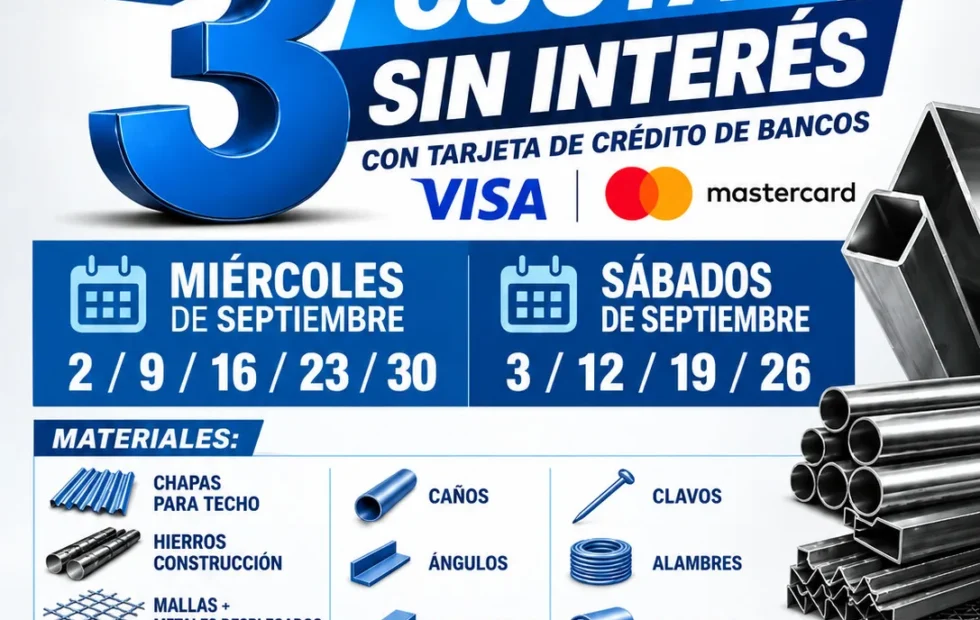 Herramat ofrece 3 cuotas sin interés en materiales durante septiembre. Fotografía editorial relacionada con 3 cuotas sin interés Herramat. publicada en Noticias Web