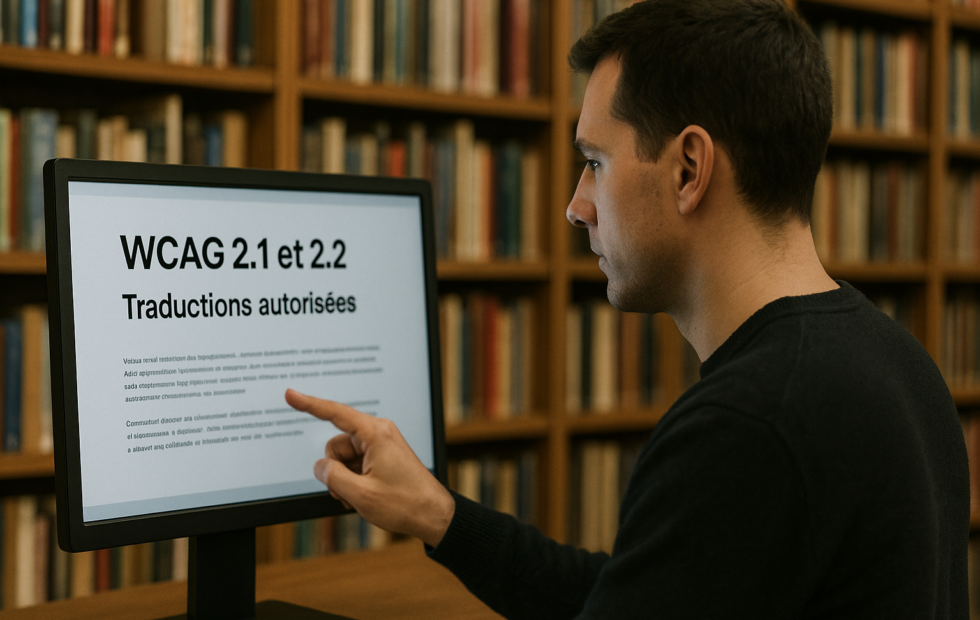 Imagen ilustrativa generada con IA: Actualizan las traducciones autorizadas de WCAG 2.1 y 2.2 al francés