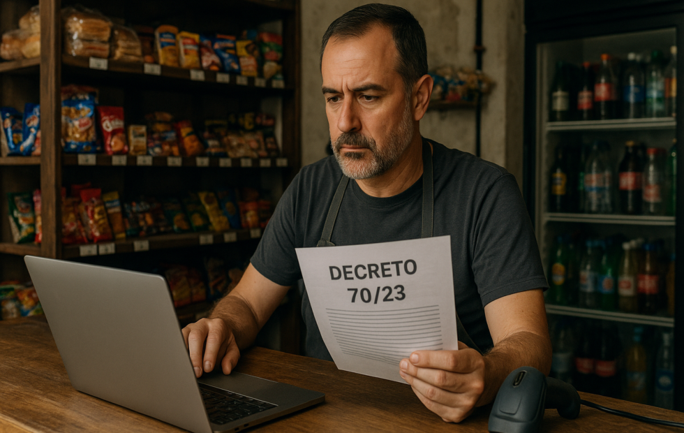 Imagen ilustrativa generada con IA: Una columna cuestiona el criterio de la Corte sobre el Decreto 70/23